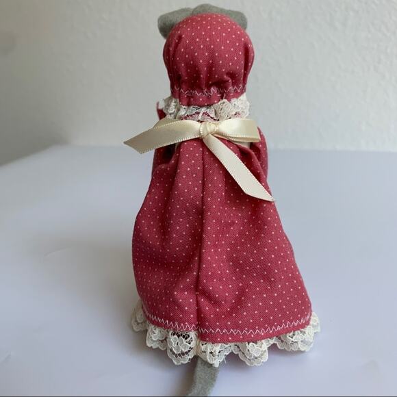 Vintage Handmade Felt Lady Country Mouse - Picture 4 of 10